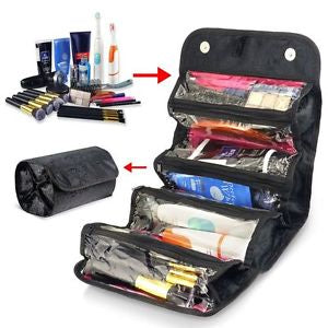 Multifunction Roll or Hang Compact Organizer Makeup Toiletry Travel Bag